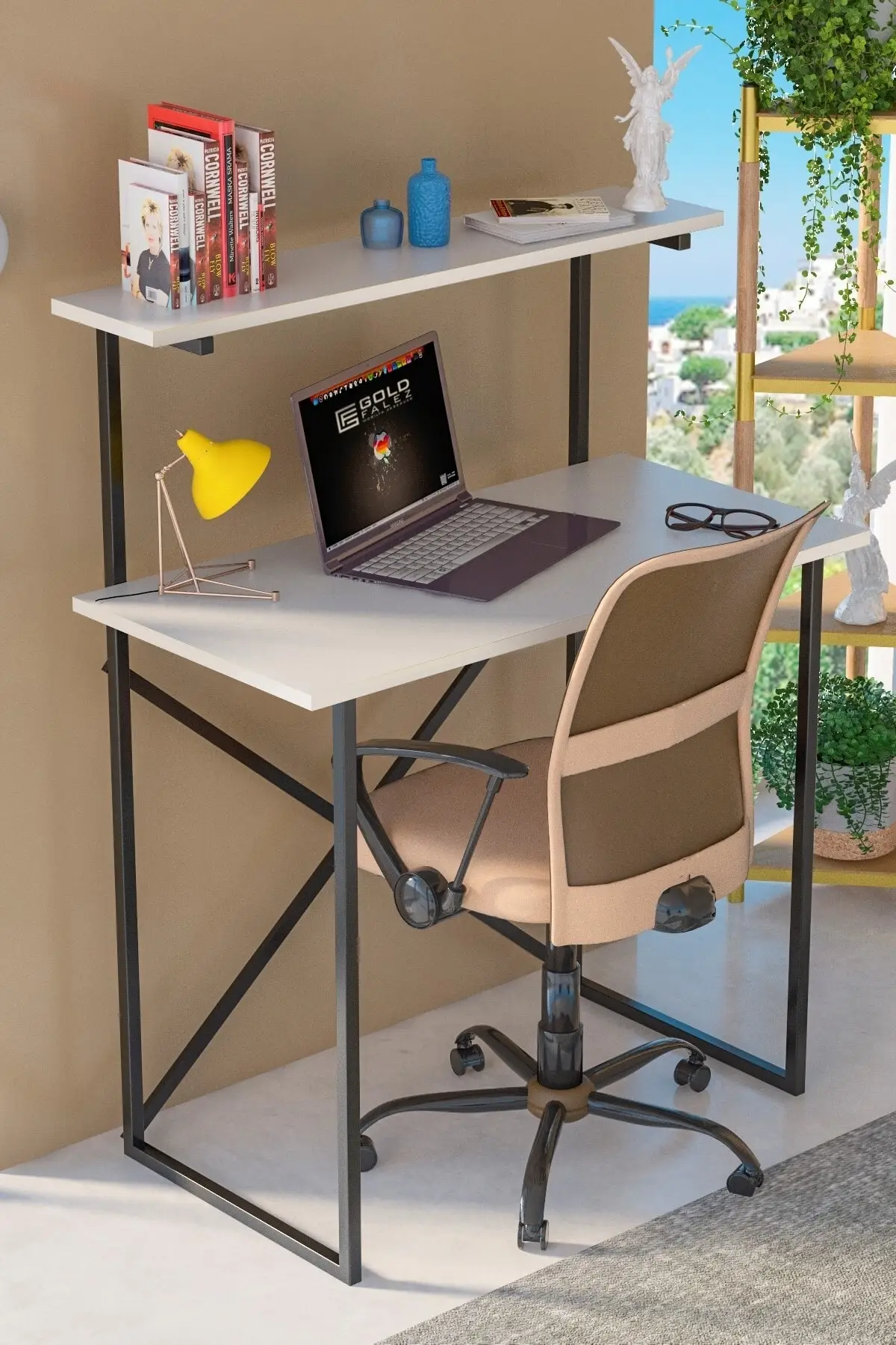 Desk Shelf Bookshelf Multi-Purpose Office Desk Computer Laptop Easy Use Stylish Design