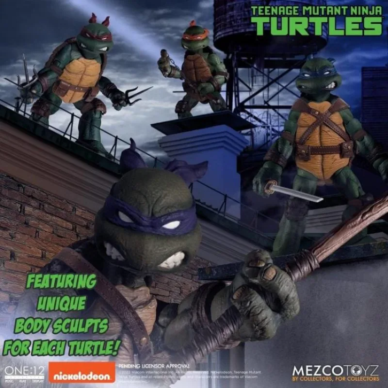Nieuwe MEZCO originele Ant ONE: 12 Ninja Turtles Set, Lafayette Michelangelo 1/12 mobiel popmodel, speelgoedcadeaucollectie Spot