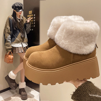 2024 Women Winter New Round Head Zipper Matte Surface Thick Bottom Outer Fury Snow Boots Comfortable and Warm Women's Boots