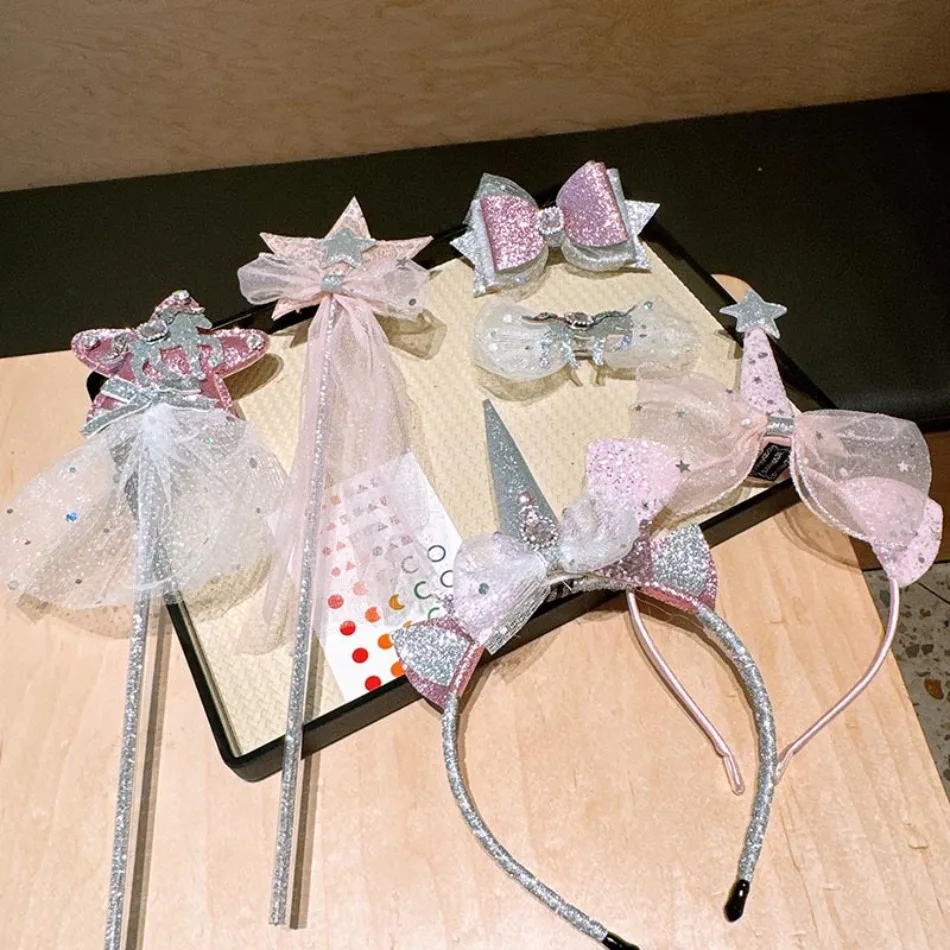 Unicorn Headband Hair Accessories Girl Princess Versatile Headband Pentagram Magic Wand Girl Sweet Headgear Fairy Hairpin zx07