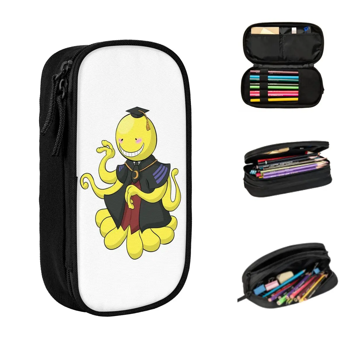 estojos de lapis grandes polvo koro sensei grandes bolsas de caneta de armazenamento bolsa de caneta para meninos e meninas 01