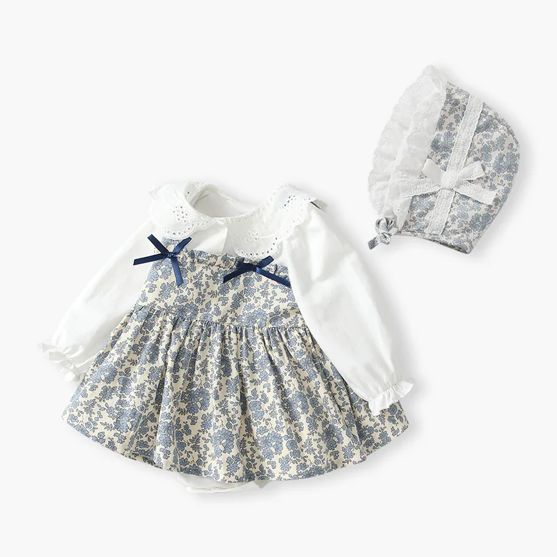 

Новинка 2025 года, одежда для новорожденных, осенний модный комбинезон принцессы с длинными рукавами и цветочным принтом для девочек, осень Ha Yi