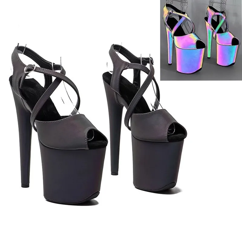 

Model Shows Wome Fashion 20CM/8inches PU Upper Platform Sexy High Heels Sandals Pole Dance Shoes 294