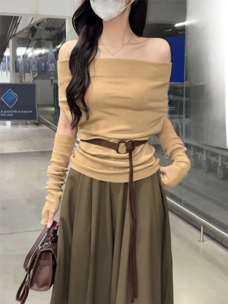 

Long Sve One oulder T-irt Women's Early Spring Slimming Belted Top Casual Sle Chinese Brand doemi Spring 2026