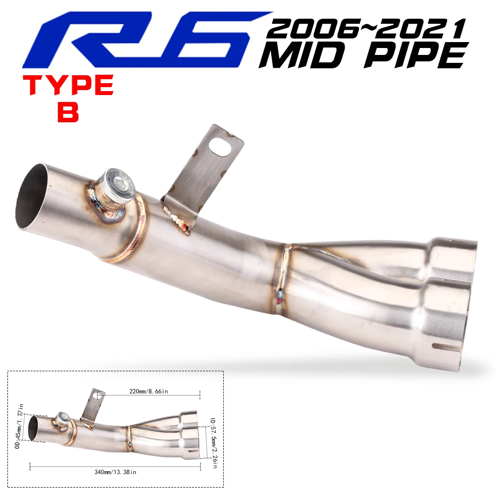 مكتبة ذكية مكتبة ذكية عادم الدراجة النارية لـ YZF R6 أنبوب الوصلة الوسطى عادم الفولاذ المقاوم للصدأ 2006-2021 #3