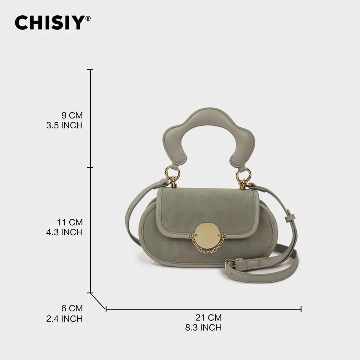 CHISIY\'s original handmade donut series hardware lock buckle gray commuting shopping handbag crossbody bag Valentine\'s Day gift