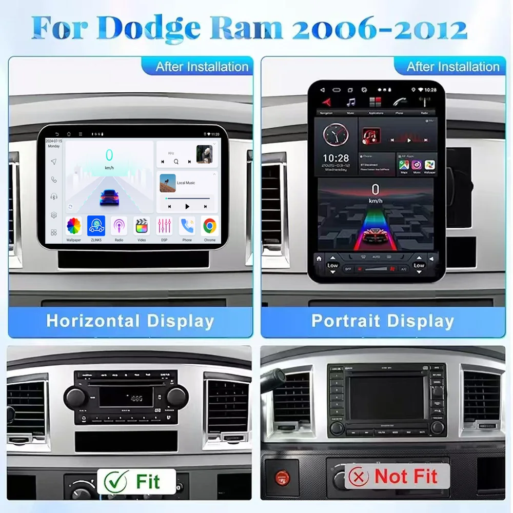 

GPS 10" For Dodge RAM 1500 2500 3500 2006-2012 Car Stereo Radio CarPlay Android15 Auto Head Unit WIFI Navi Multimedia Player
