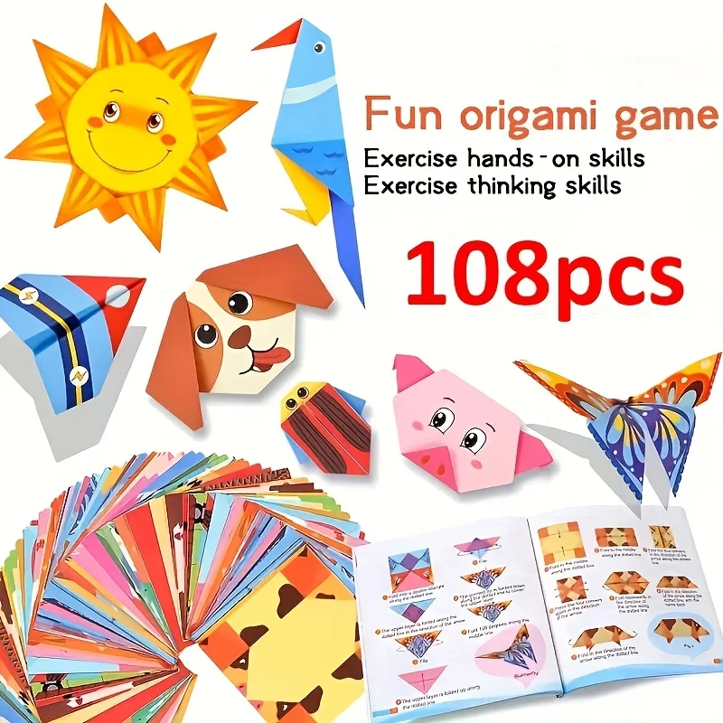 ชุด origami สร้างสรรค์ 108 ชิ้น -54 ดีไซน์ไม่ซ้ําใครเหมาะสําหรับงานฝีมือ DIY และกิจกรรมทางการศึกษา