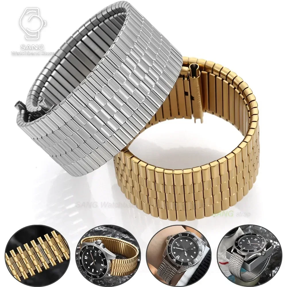 12mm 14mm 16mm 18mm 20mm 22mm Silver Gold Waterproof Adjust Expansion Stainless Steel Watch Bands Business Watch Strap Bracelets