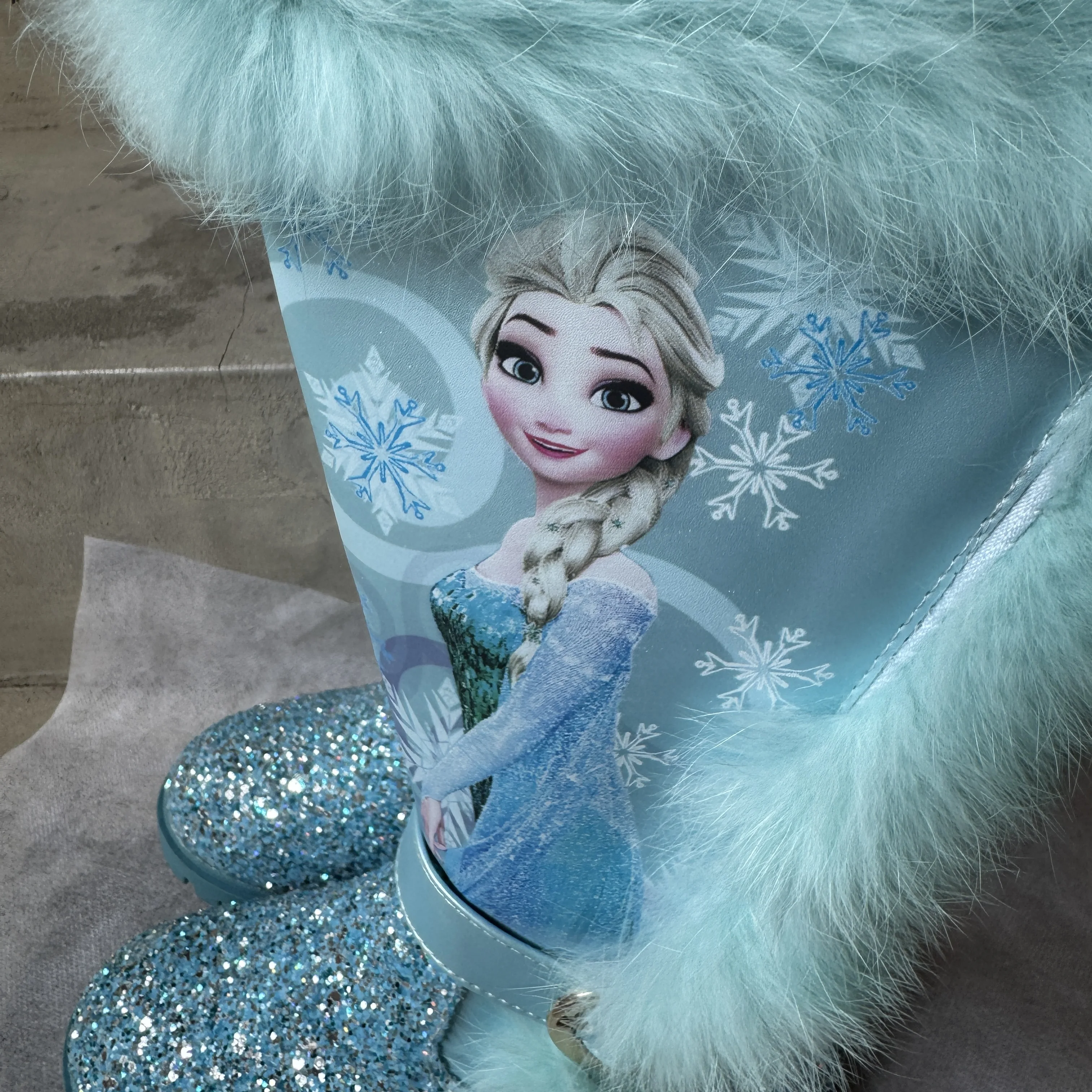 

Disney girls cartoon frozen boot elsa princess Fashion boots plus velvet children's shoes