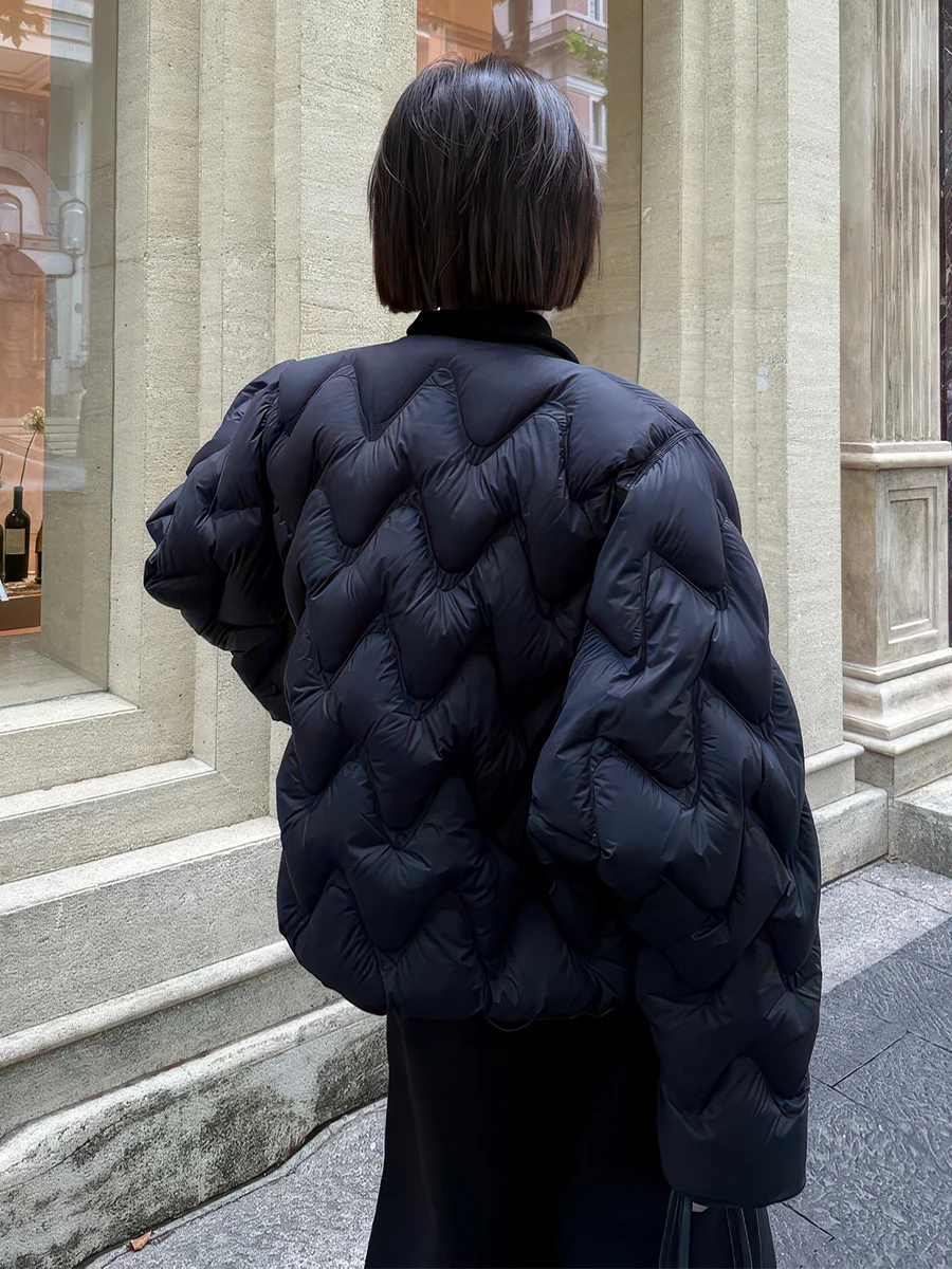 Or para mujer Ligero abajo Jaet 90 White Du Feather redondo Ne Cloud Puff Ropa de abrigo cálida Coreano Sle Loose Fit Long...