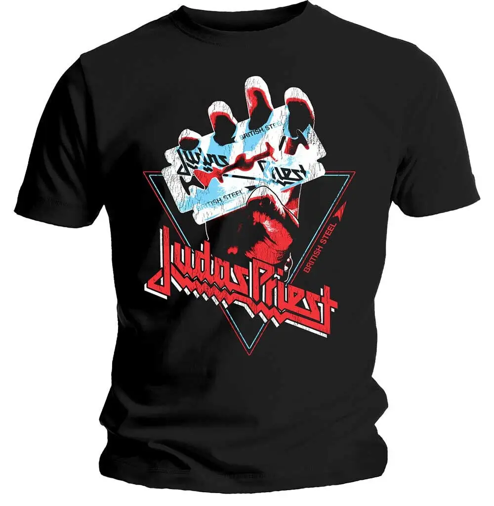 Judas Priest 'British Steel Hand Triangle' Black T Shirt