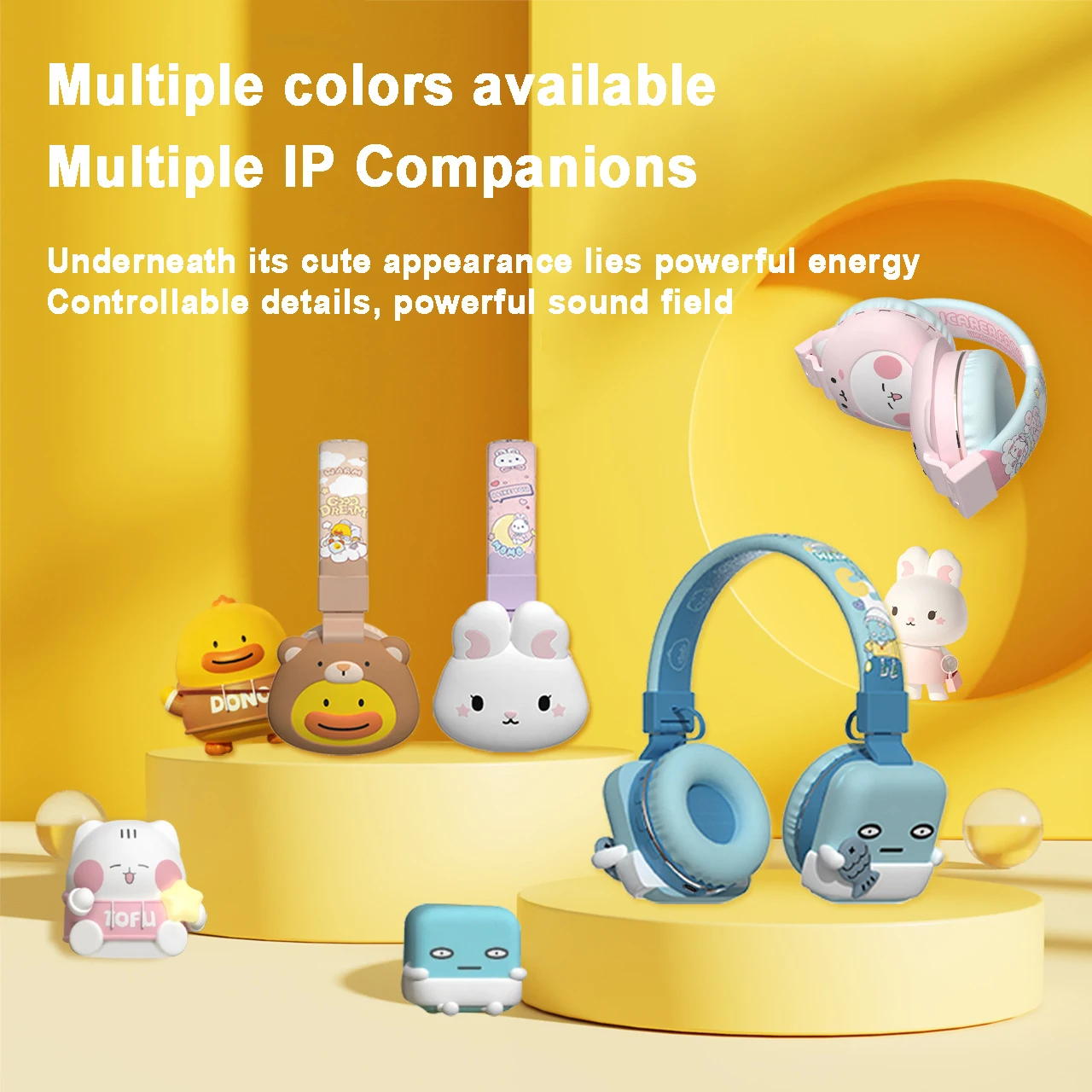 

2025 New Children's Cute Cartoon Earphones Head-mounted Bluetooth/Audio Cable/TF Card Folding Design Headphones For Kids Gifts
