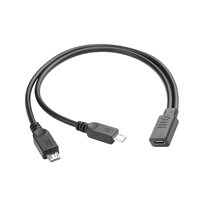 

USB C Type-C Female to Dual Micro-USB 5Pin Male Splitter Extension Cable DC 5V Charging Power Supply Cord for Android Phone