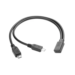 USB C Type-C Female to Dual Micro-USB 5Pin Male Splitter Extension Cable DC 5V Charging Power Supply Cord for Android Phone