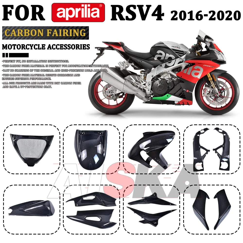 

For Aprilia RSV4 RS V4 2016-2020 100% Carbon Fiber Motorcycle Fender Winglet Swingarm Airintake Cover Panels Fairing Accessories