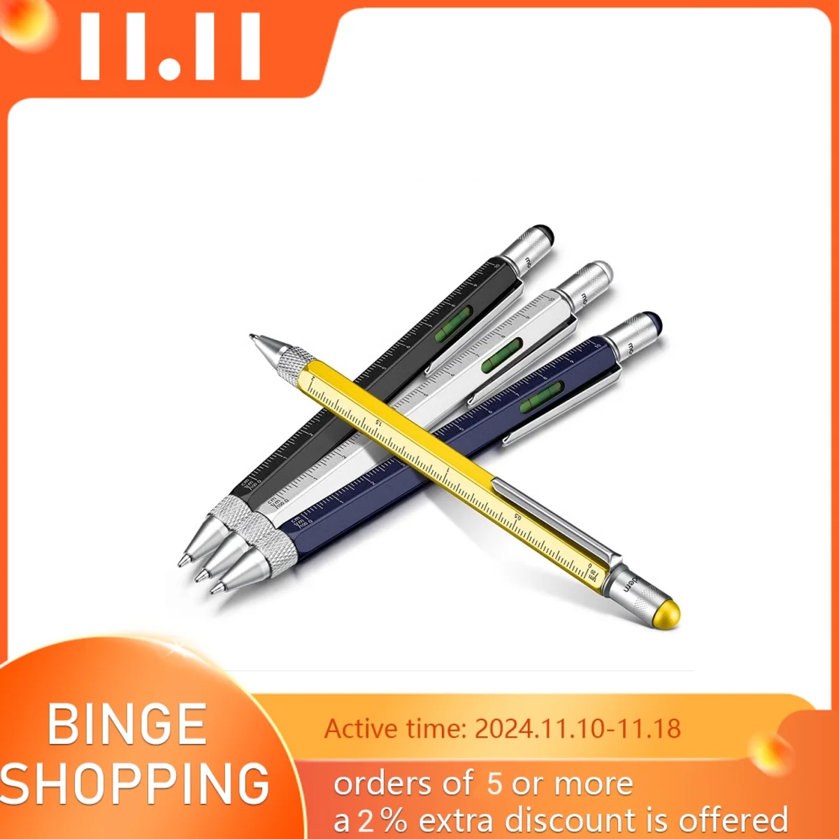 

Modern Multi functional pen tool pens Metal Student Signature Ballpoint Pen 0.7mm nib Capacitive pen level gauge