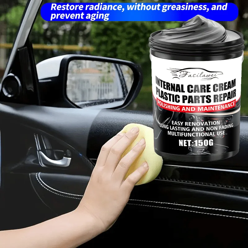 Car Plastic Trim Polish Paste Anti-Aging Black Gloss Restorer For Dashboard Tire PU Leather Seat Renovation Maintenance