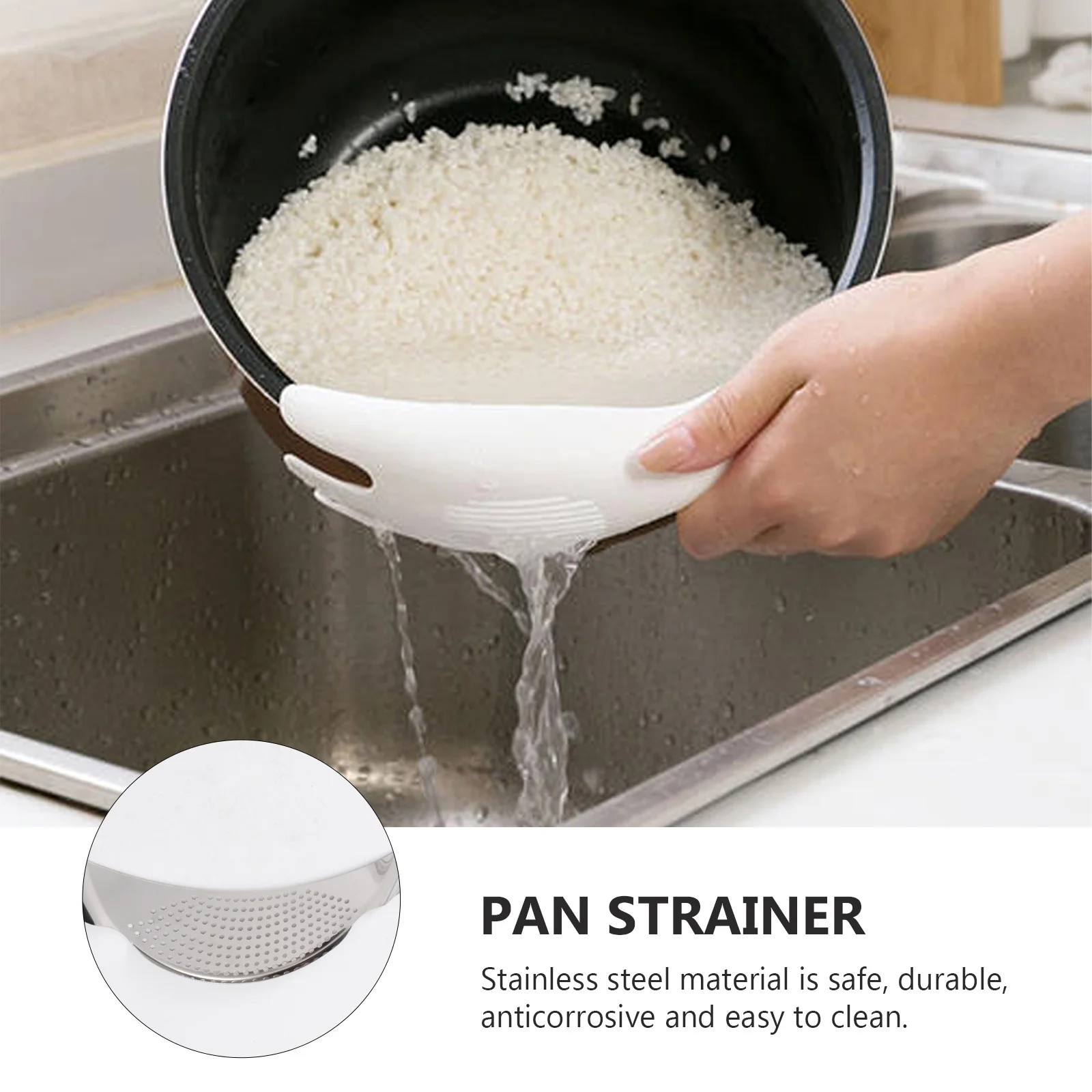 

3Pcs Stainless Steel Pot Drainer Pan Strainer Heavy Duty Kitchen Tool Rice Draining Strainer Pot Drainer