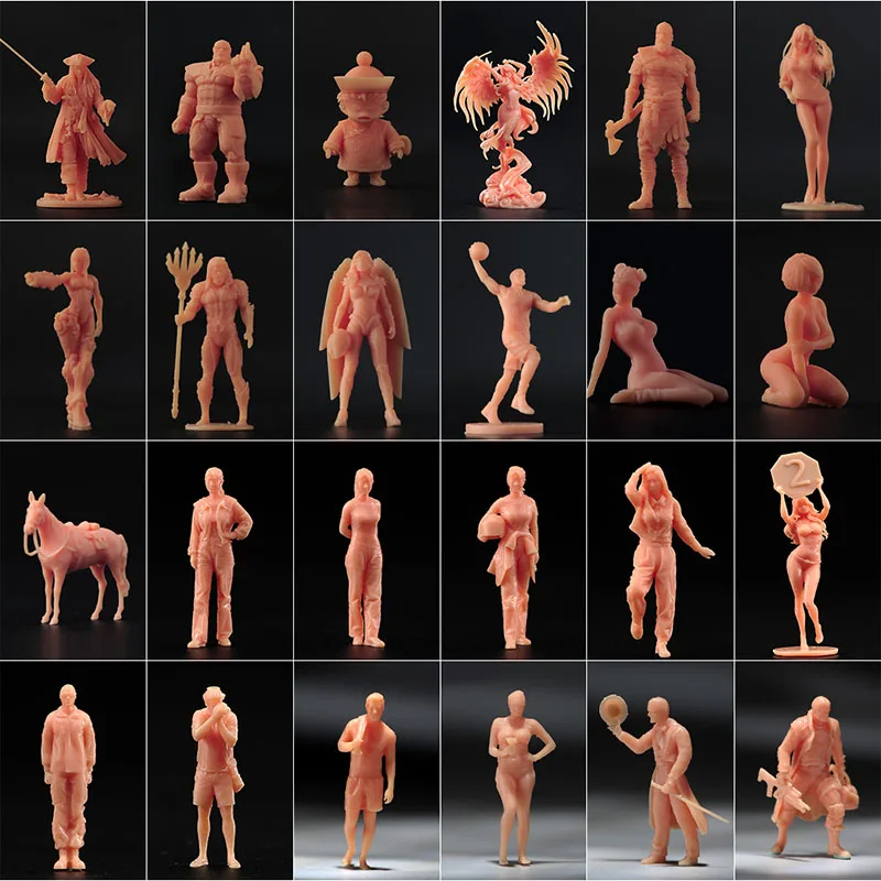 

Blind Box Miniatures Unpainted 1/64 1/87 Male Female Figure Model Street Photography Figurine Sand Table Scene Props for Cars