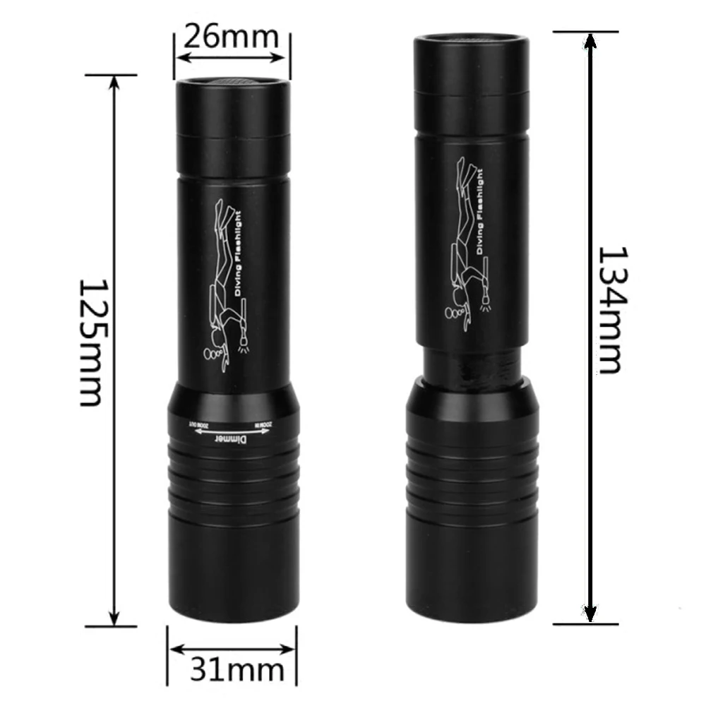 Zoomable IP68 Waterproof Recreation Dive Lights Flashlight 1200 Lumens 30M Underwater Diving Torch for Outdoor Camping