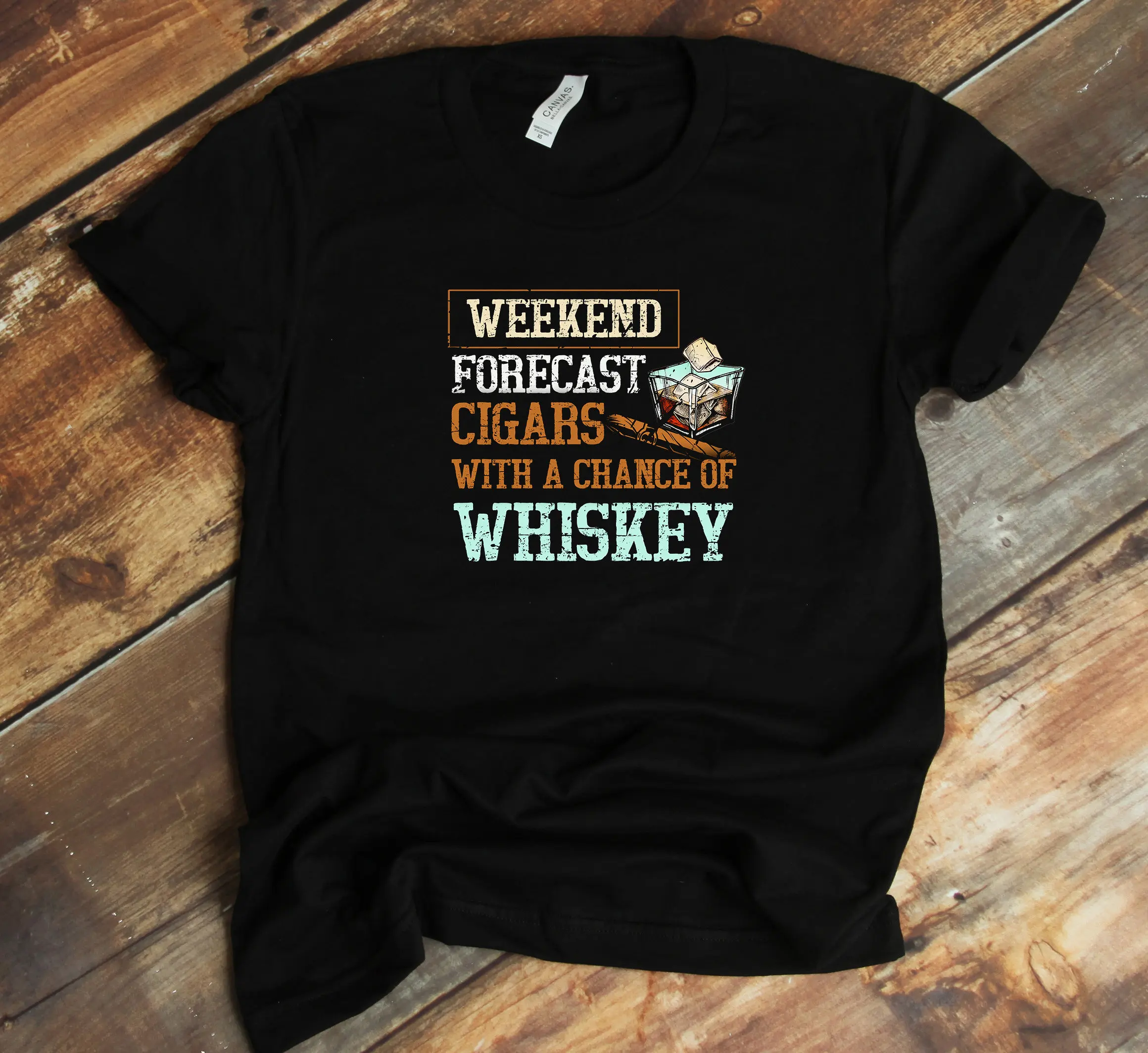 Weekend Forecast T Shirt Cigar Smoker Whiskey Lover Funny Drinking