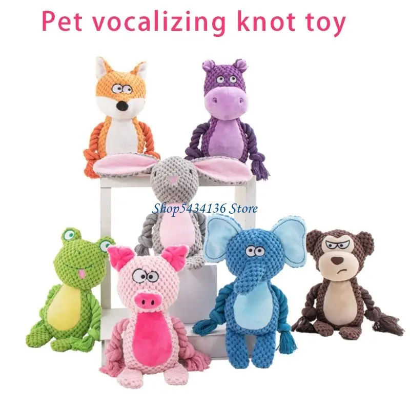 H7ED Dog Teeth Cleaning Toy Squeaky Plush Cotton Rope For Enhances Durability And Fun Interactively Game