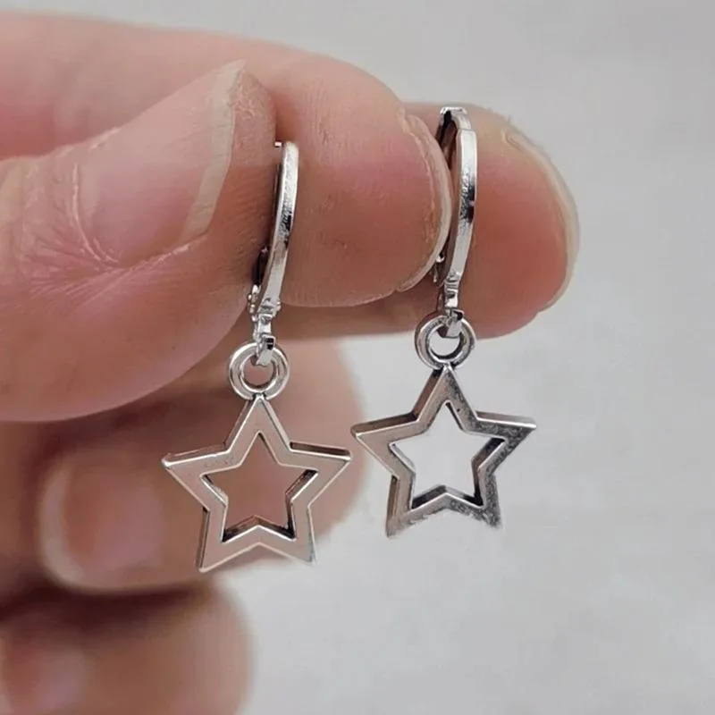 Cross-border Amazon New Fashion Creative Star Pendant Earrings Personalized Cute Simple Cut Out Five-pointed Star Earrings