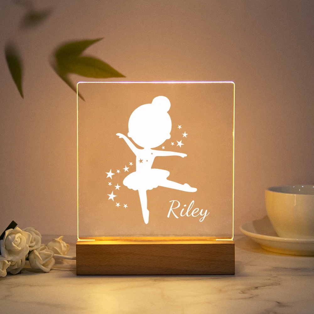 Personalized Dancing Girl Nightlight USB Customized Name 3D Lamp Christmas Decoration Bedroom Toys For Baby Birthday Gift