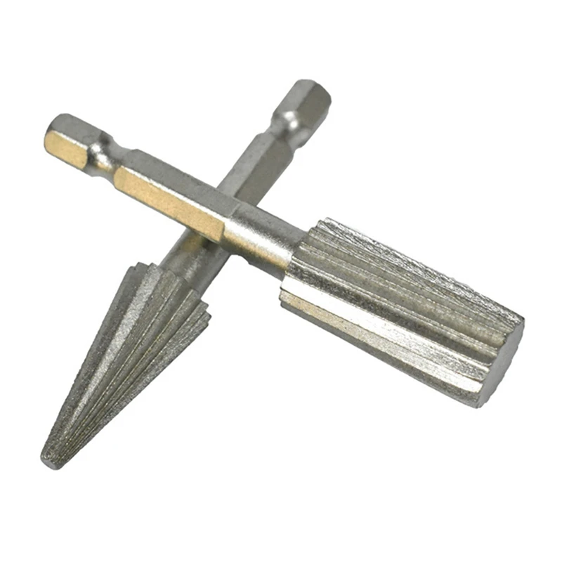 5Pcs Hexagonal Handle Electric Grinding Head Titanium Plated Hardware Tool Set Silver