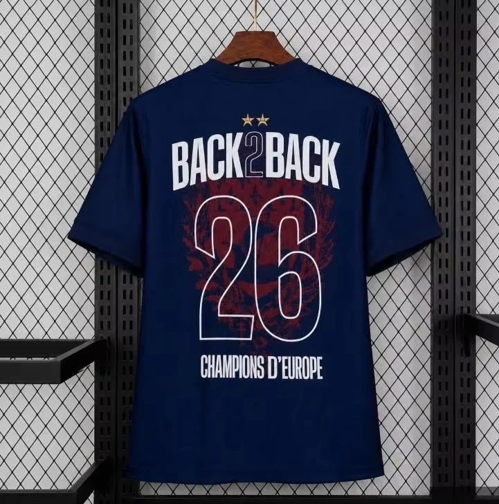Camiseta de Futebol PSG 2026 Campeões Consecutivos, Camiseta de Algodão da Moda para Homens e Mulheres, Camiseta Y2K Respirável e de Secagem Rápida