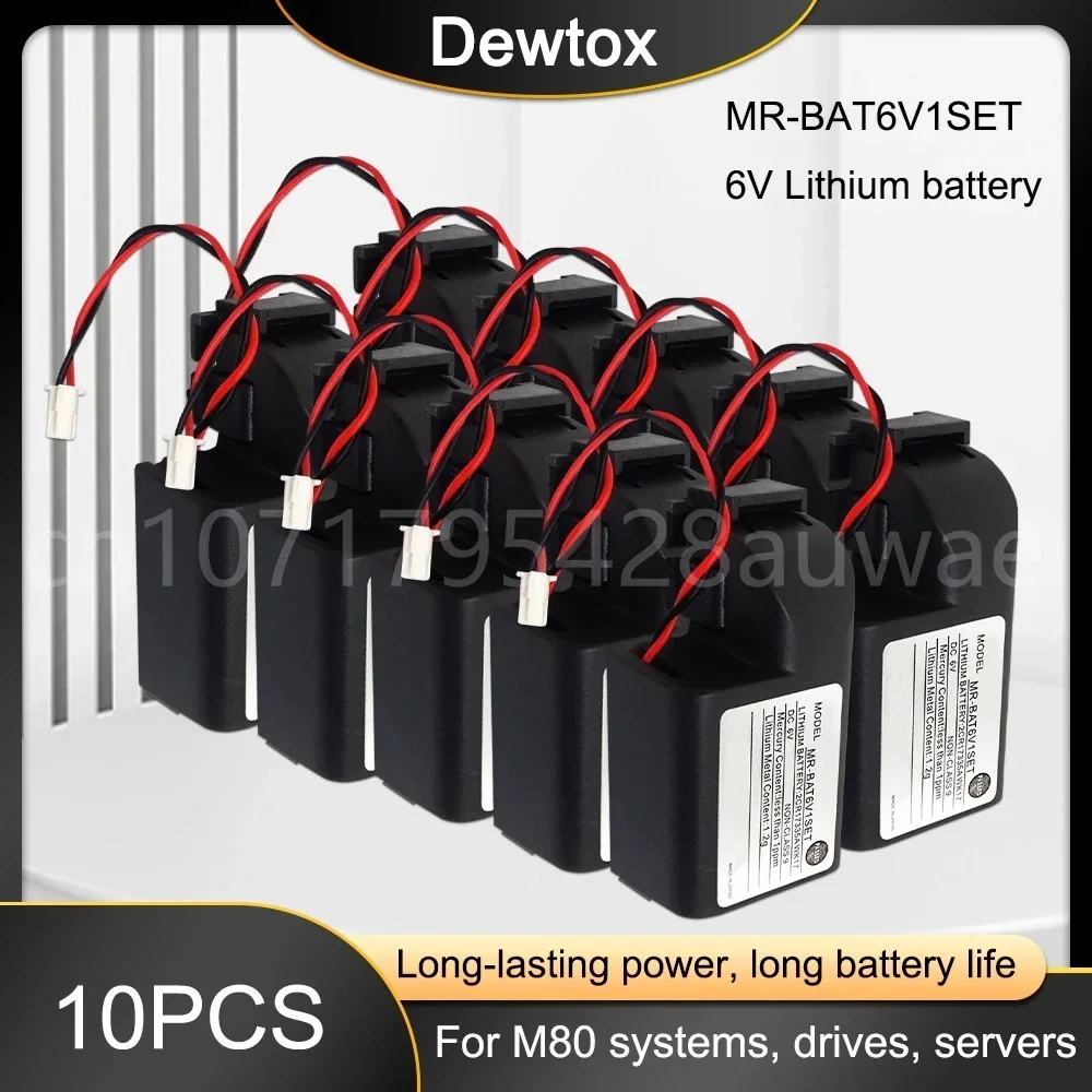 10PCS Original NEW 6V 2400mAh MR-BAT6V1SET MR-J4 6V PLC Lithium Battery for Servo Battery with White Connectors