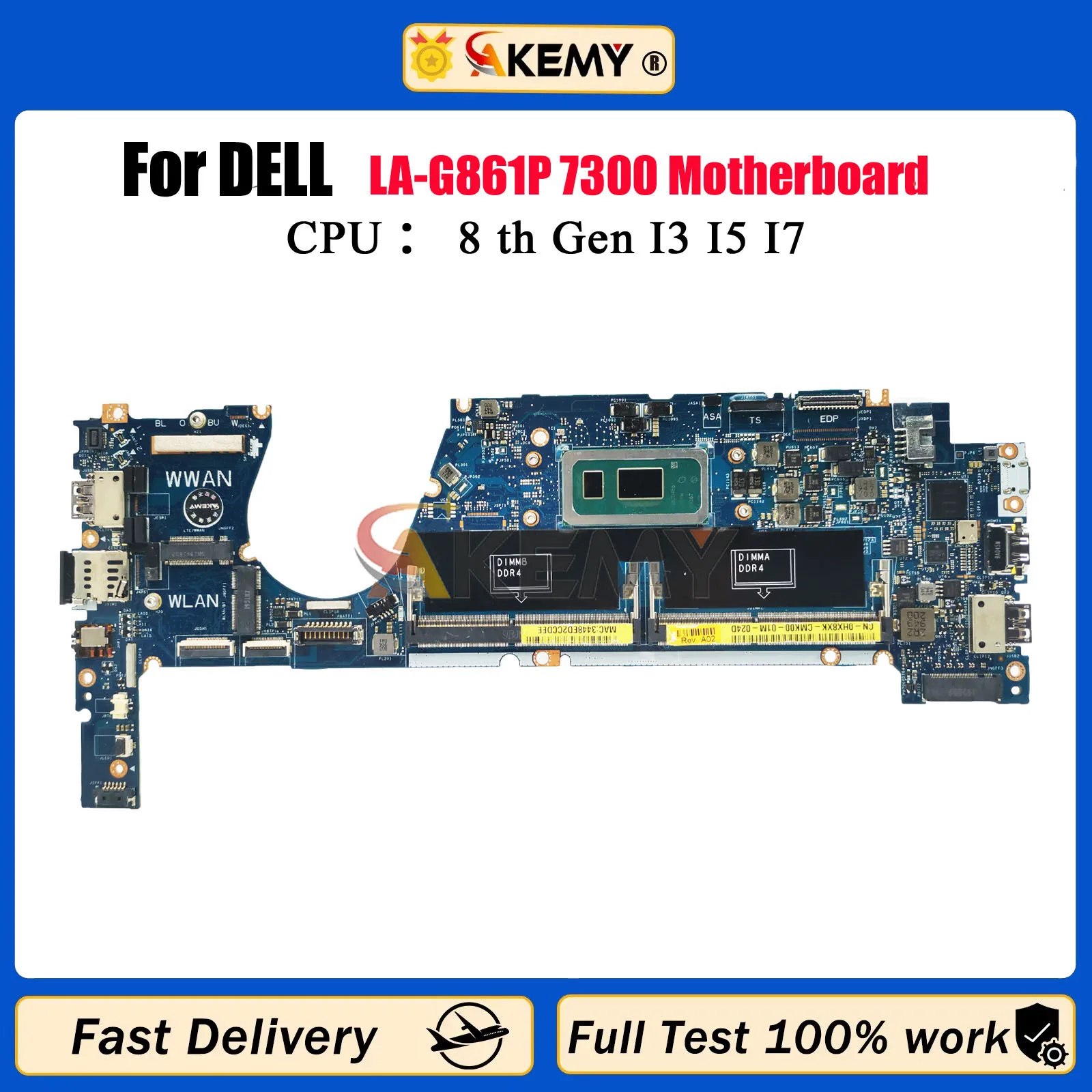 

LA-G861P EDC30 Notebook Mainboard For Dell Latitude 7370 09XFPT 0HX8XK 0TCDGC Laptop Motherboard CPU i5 i7 8th Gen 100% Tested