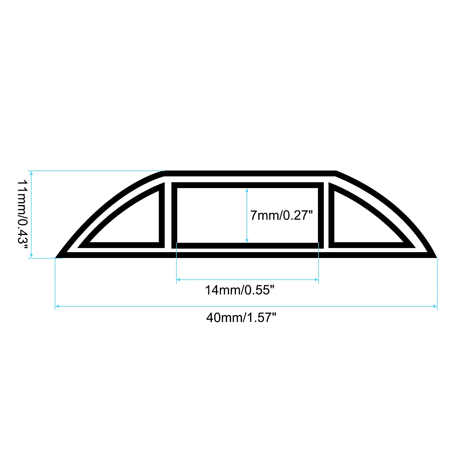 3.9ft/5.9ft/7.9ft Floor Cord Cover PVC Cable Protector 0.55