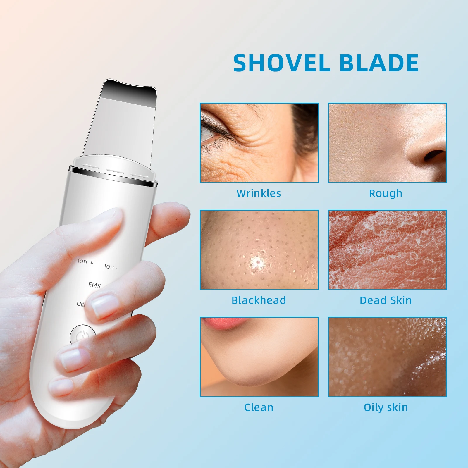 

LESEN Ultrasonic Skin Scraper Deep Cleaning MachineFace Lifting Machine Ultrasonic Cleaner Pore Cleaning Facial Buffing Suitable