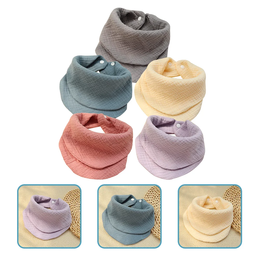 5Pcs Baby Bibs Cotton Bandana Style Drool Bibs Soft Absorbent Feeding Towels Newborn Newborn Saliva Wipes Baby Eating Towels