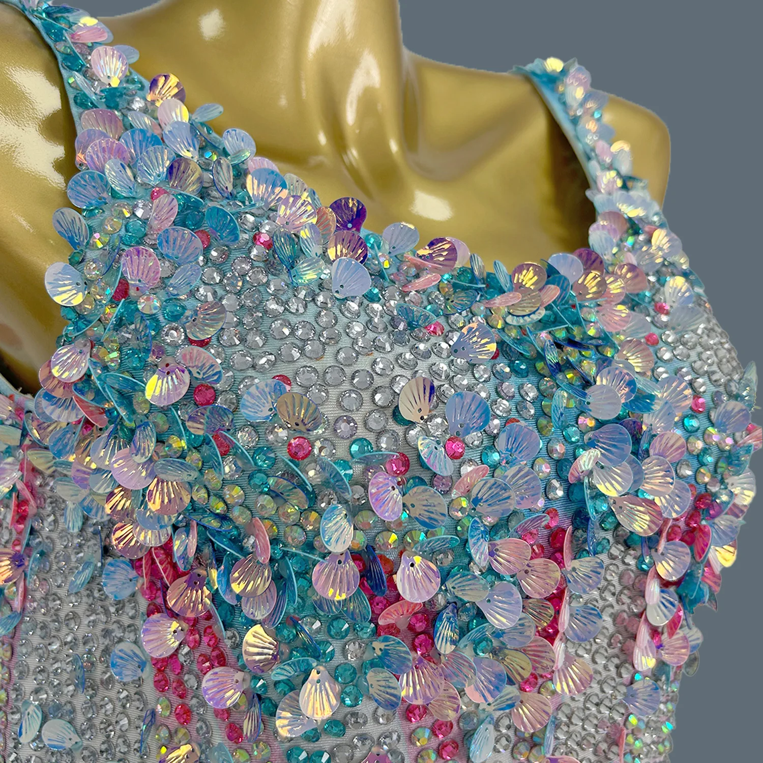 

Women Sexy Stage Rhinestones Sequins Leotard Evening Birthday Celebrate Bodysuit Costume Performance Photo Shoot Outfit Meimei