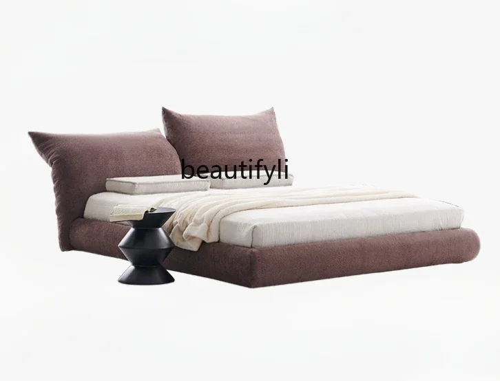 

Modern Minimalist Silent Style Petal Bed Italian Minimalist Master Bedroom Home Soft Bag Backrest Fabric Double BedAsmt09
