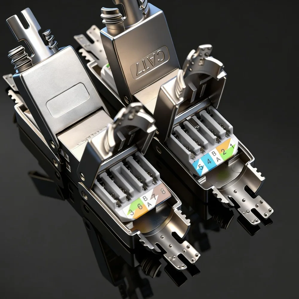 Cat6A Cat7 Cable Extender Junction Adapter RJ45 Cable Extension Connector Full Shielded Toolless for Ethernet Installation Cable