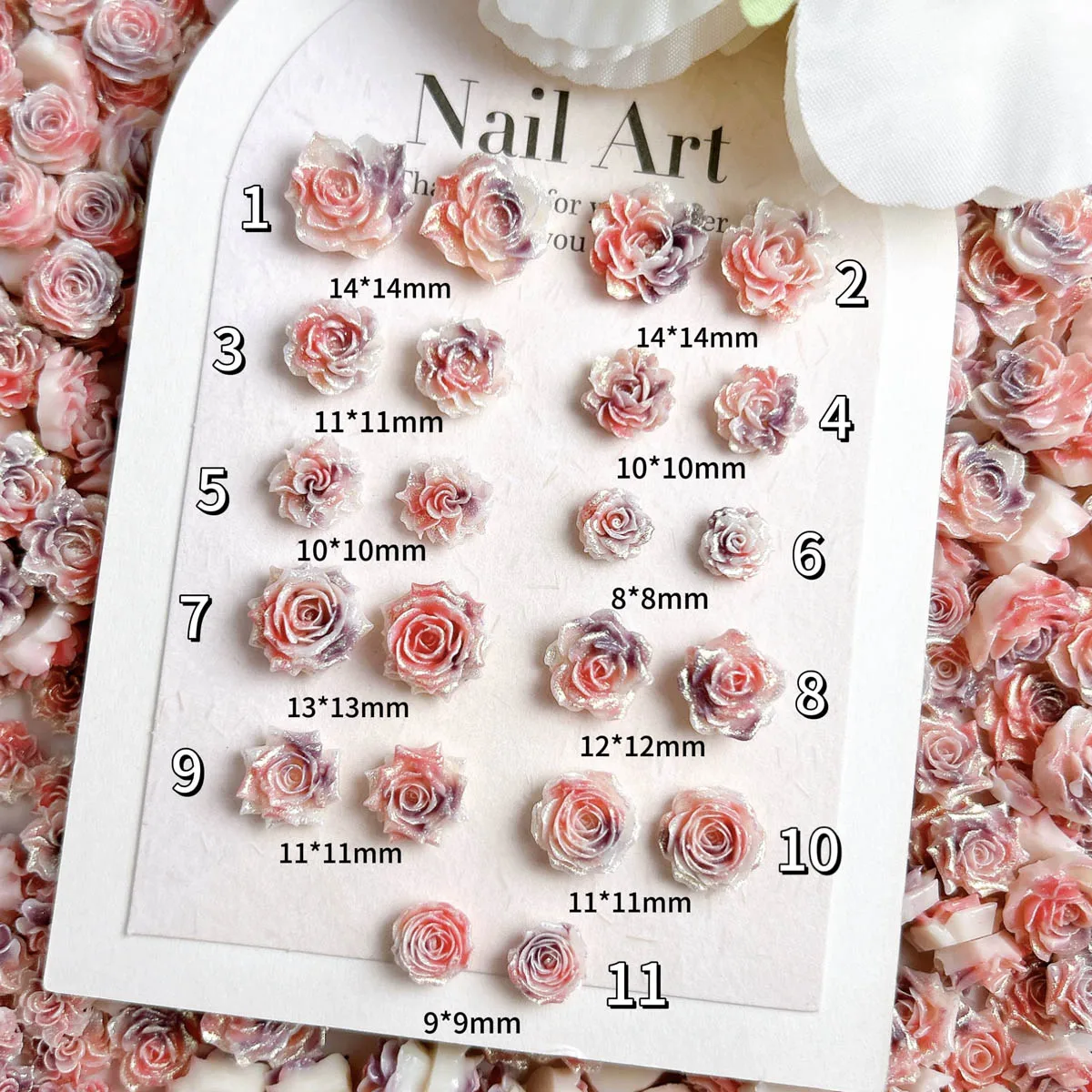 Multiple Style Resin Flowers Series Nail Charms 3D Luminous Sweet Peony Camellia Rose Nail Art Decorations DIY Phone Case Nails
