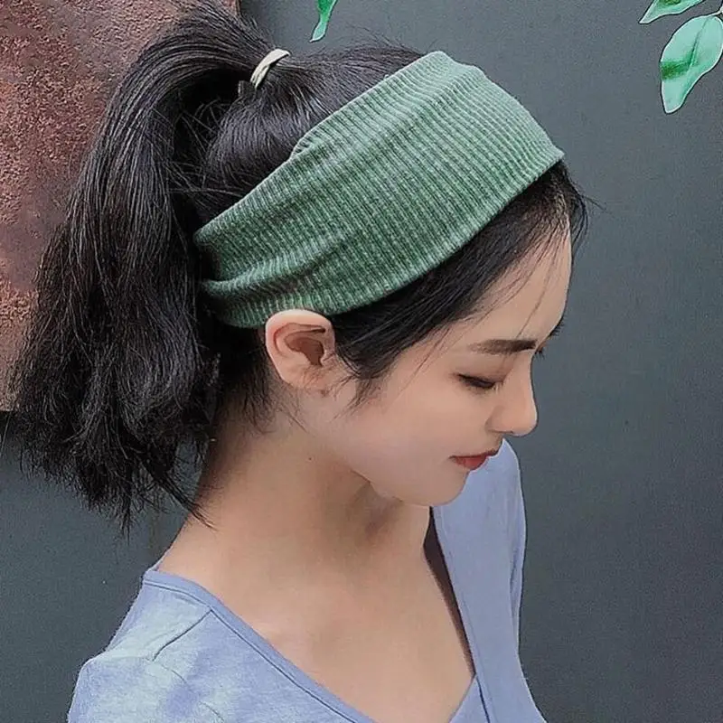 1 Stück Vielseitige Haarspangen für Frauen, Koreanisches Breites Elastisches Haarband zum Waschen und Schminken, Frühlings-Sport-Strick-Stirnbänder – Detail 2