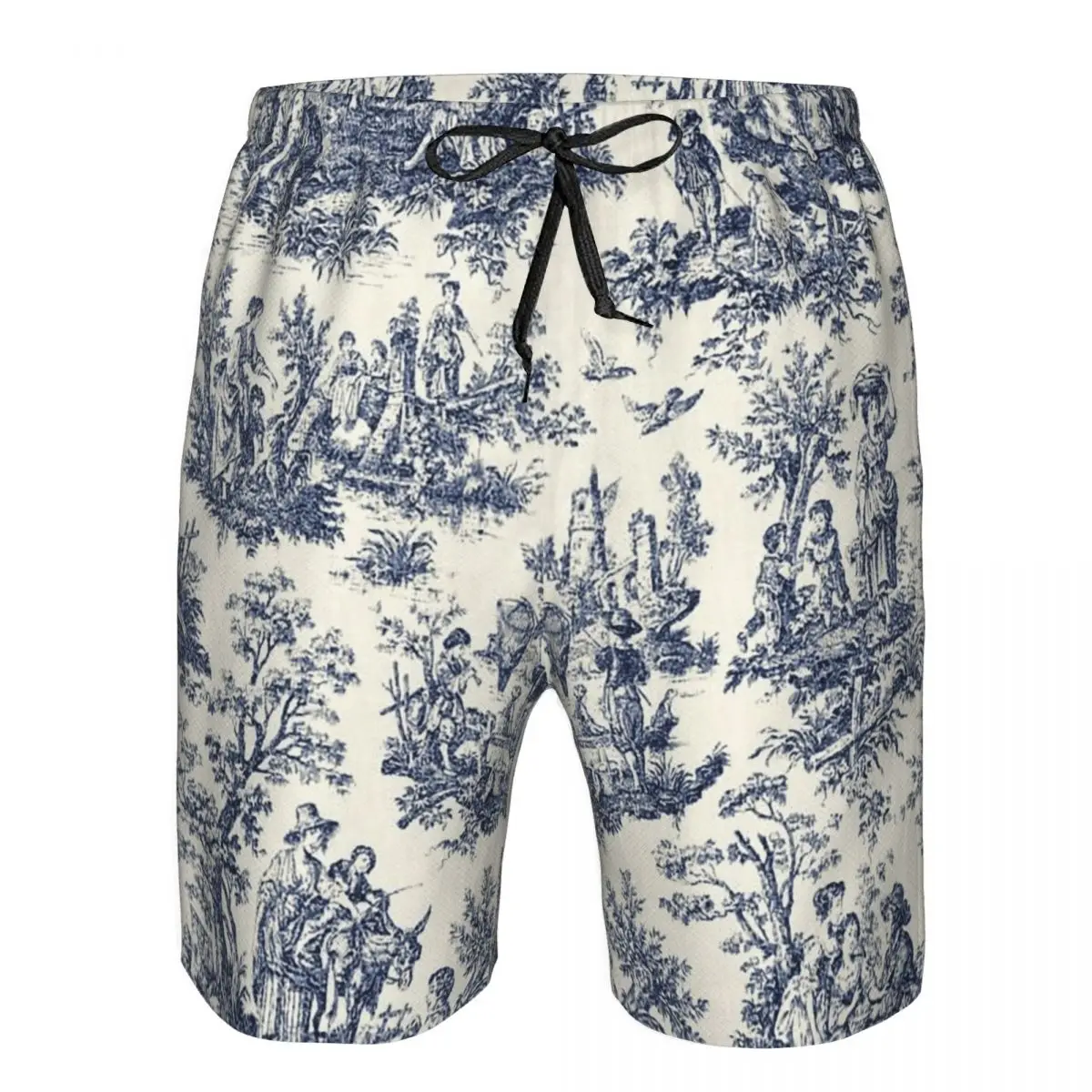 Nomades Artsy Vintage Toile De Jouy Trunks Beach Board Shorts Casual Quick Dry Swimming Summer Men Pants