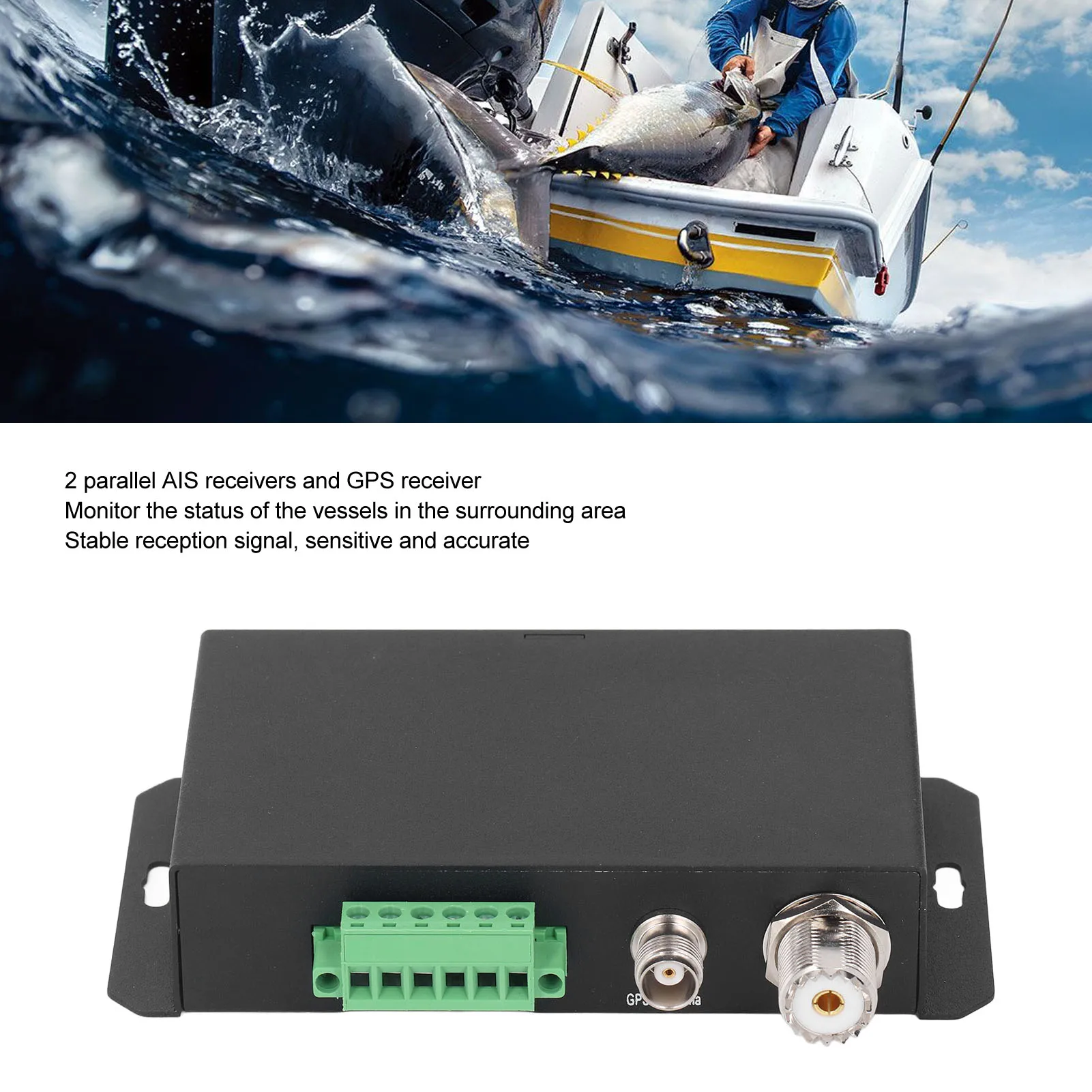 para receptor HAR-100 AIS de doble canal, 10 a 35V, 38400 Bps, receptor GPS sensible y preciso para barco, receptor AIS negro