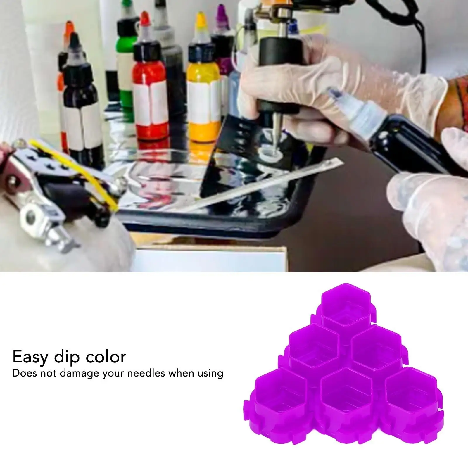 لمجموعة أكواب حبر الوشم، قاعدة ثابتة مقاومة للانسكاب، قابلة لإعادة الاستخدام لحامل صبغات الوشم لفناني الوشم