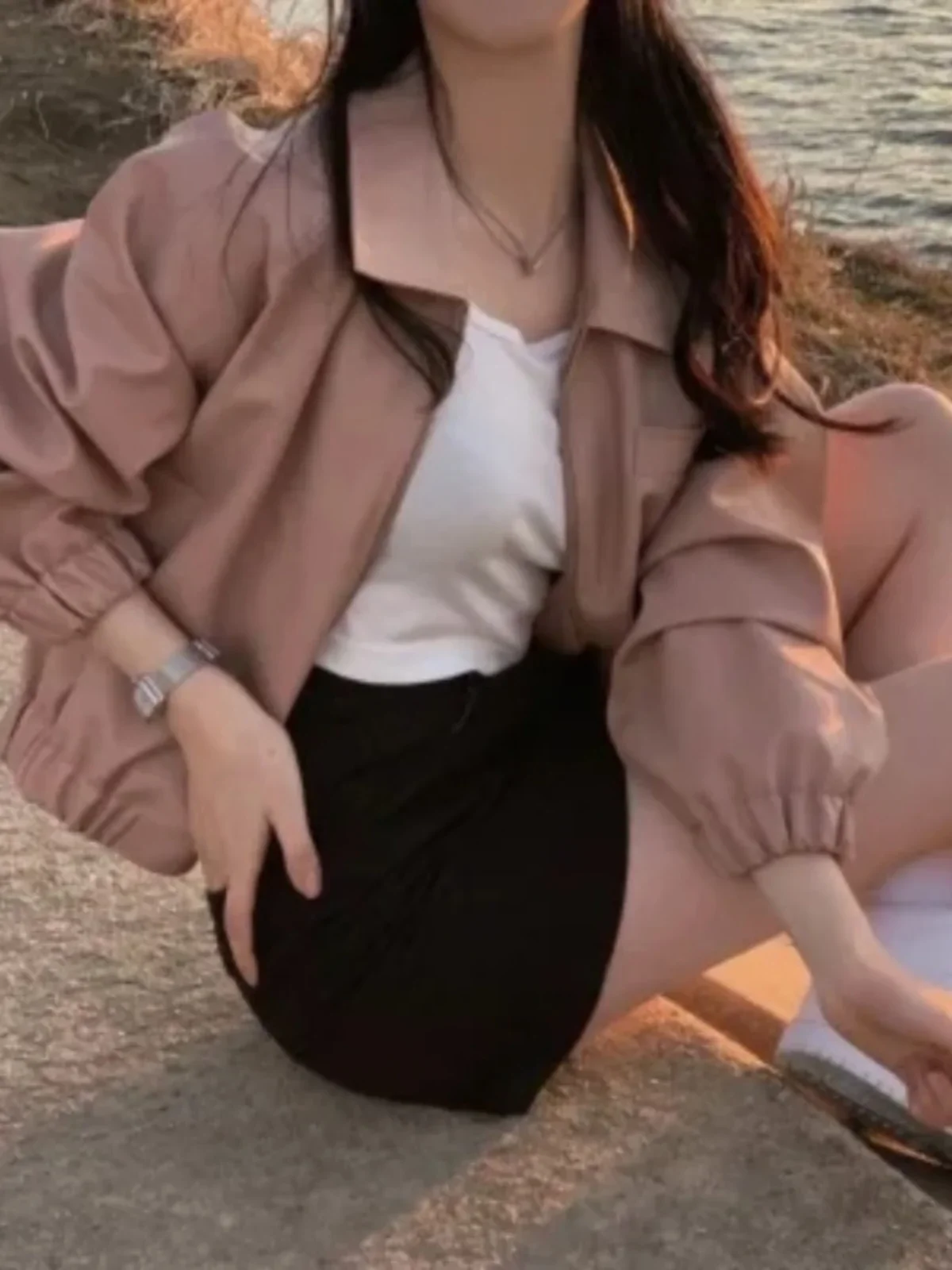 Cappotto corto in pelle retrò di Hong Kong Donna Primavera e autunno Design ampio Alto senso Casual Top tutto abbinato ZT294