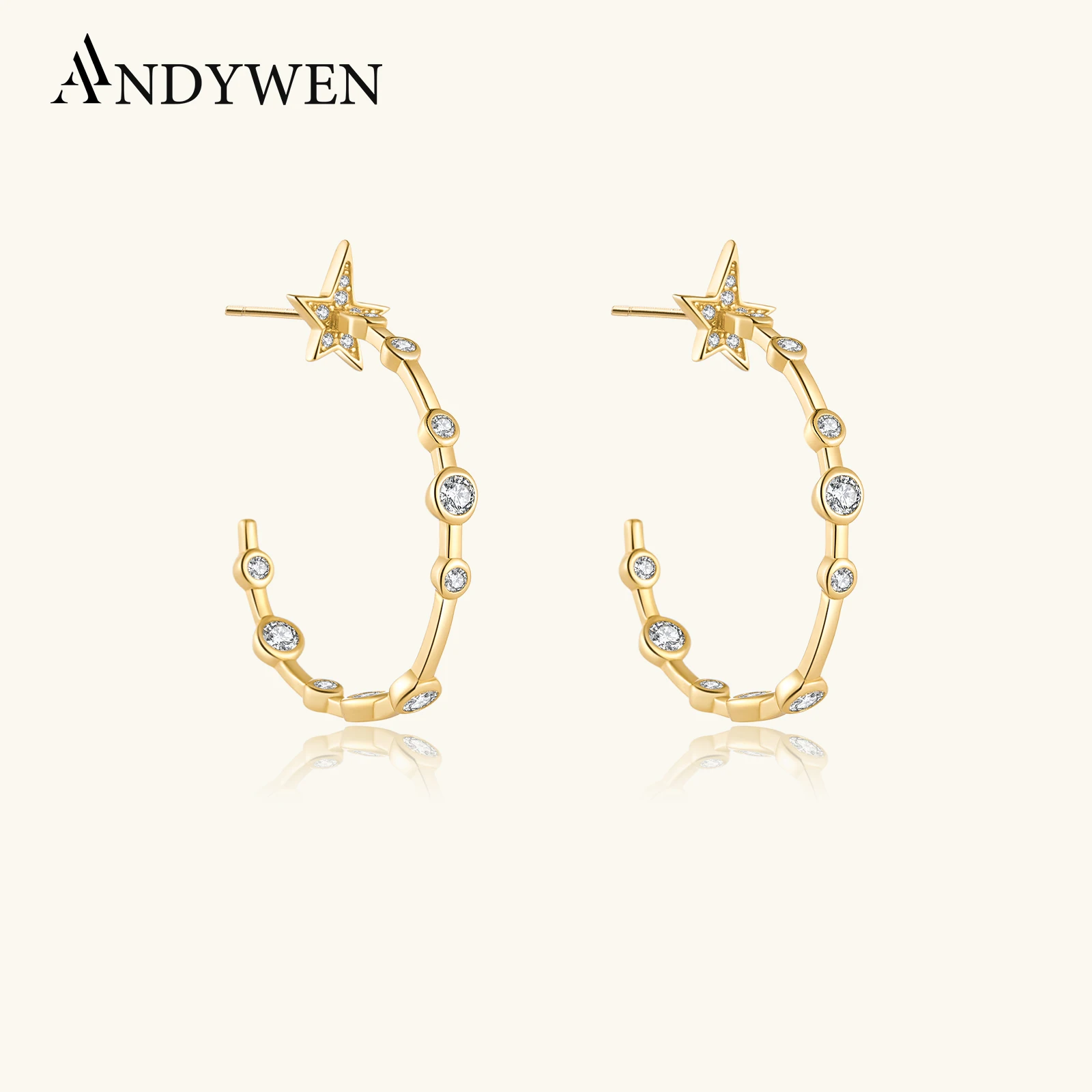 

ANDYWEN Стерлингового Серебра 925 пробы Золото Большие обручи 30 мм Циркон CZ Тяжелый Рок Панк Круглые Роскошные Ювелирные Изделия 2023 Изящные Ювелирные Изделия Мода