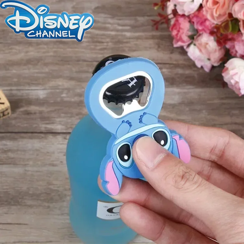 Abridor de botellas de dibujos animados de Disney Stitch, lindo adhesivo para refrigerador, Porte Clé, Kawaii, imanes de nevera para el hogar