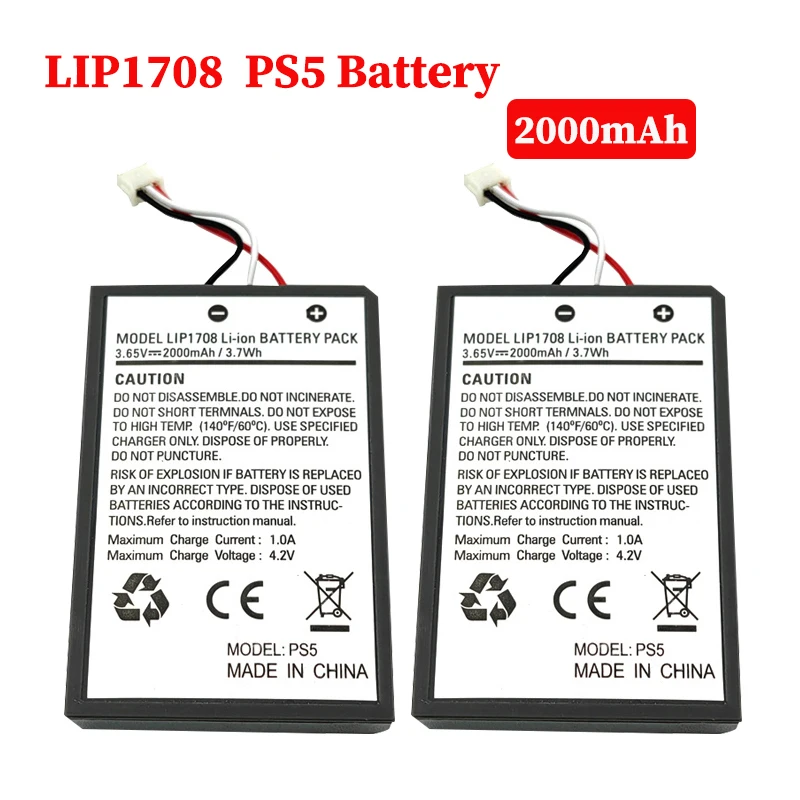 

2000mAh PS5 Controller Battery LIP1708 3.7V Rechargeable Batteries for Sony PS5 Controller DualSense Game Gamepad