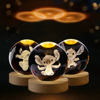 5cm Lilo and Stitch Disney Unique 3D Crystal Ball Lamp LED Luminous Crystal Ball Night Light Glass Children's Birthday Gifts Toy