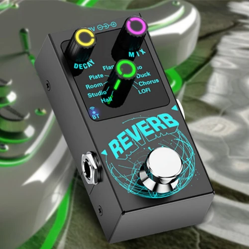 Imagen 2 del producto Pedal de guitarra de reverberación digital - 9 efectos de reverberación únicos | Acompañamiento inalámbrico, perillas Decay/Mix y indicadores luminosos
